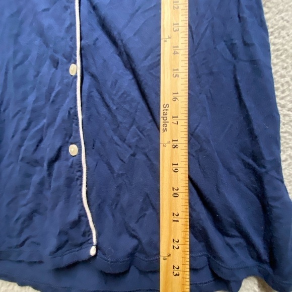 Stars Above Pajama Top Women XS Blue Short Sleeve Notch Collar - Picture 3 of 9
